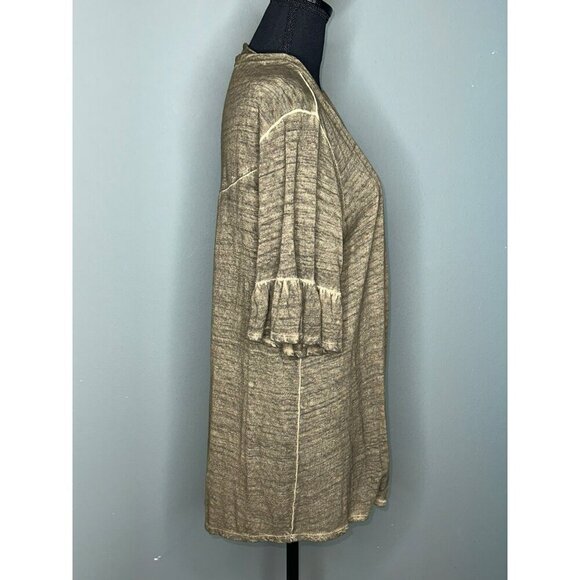 Democracy Women's Medium Cardigan Kimono Linen Blend Tunic Ruffle Half Sleeve NW - Picture 2 of 10